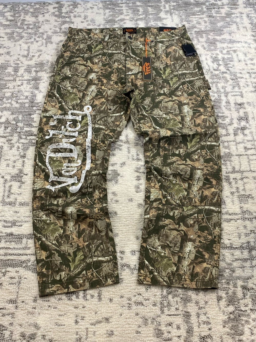 Von Dutch Camo Double Knee Carpenter Baggy Pants - Deadstock
